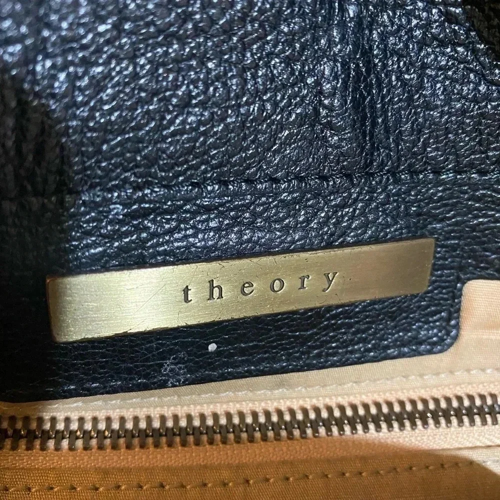 Theory black leather satchel handbag